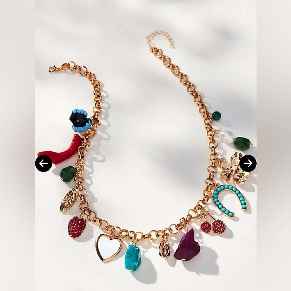 NWOT Anthropologie LULLA COLLECTION Multi Charm Necklace **read description**